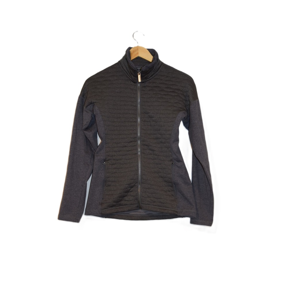ExOfficio Womens Quilted Wave Gray Full Zip Jacket No‎ hood Size XS, Warm, soft,